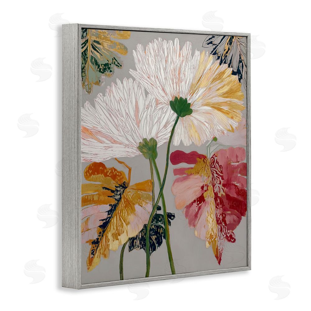 Annabelle Hall Playful Assumptions Flowers Gray Framed Giclee Print Wall Art