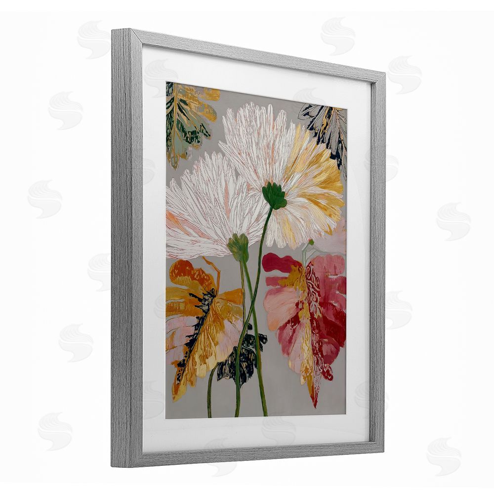 Annabelle Hall Playful Assumptions Flowers Gray Framed Print Under Glass Wall Art