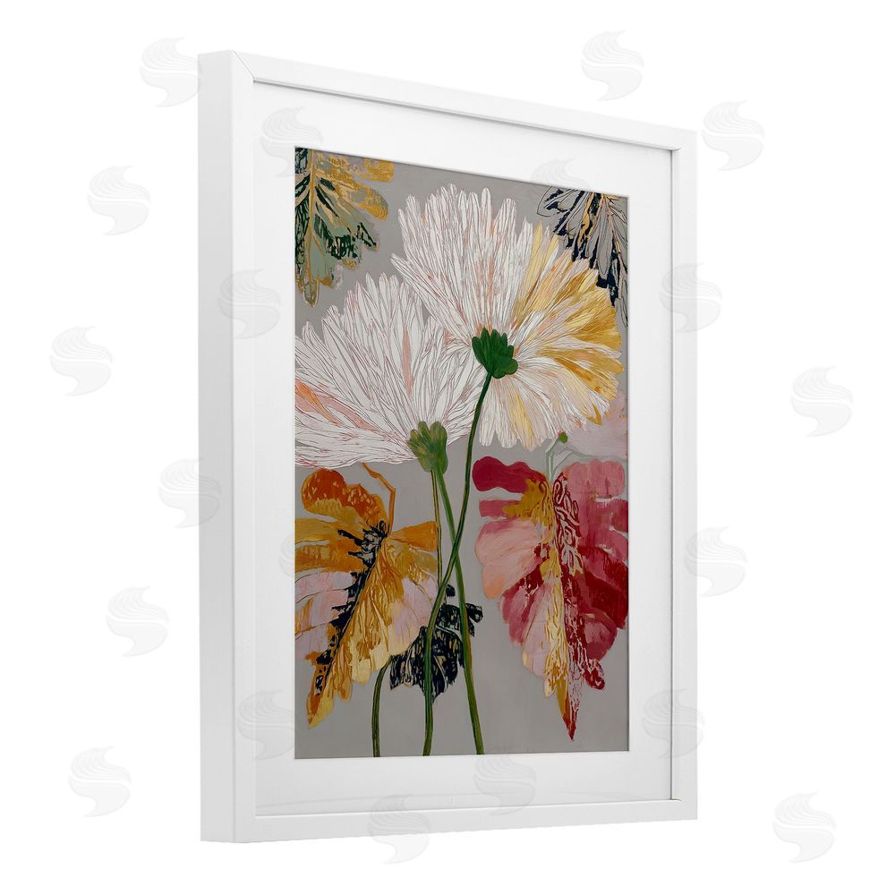 Annabelle Hall Playful Assumptions Flowers White Framed Print Under Glass Wall Art