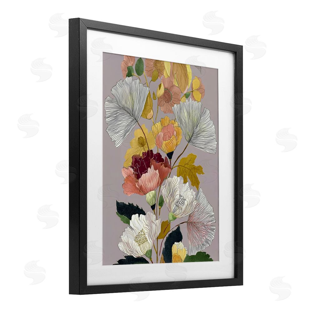 Annabelle Hall Detailed Foliage Leaves Black Framed Print Under Glass Wall Art