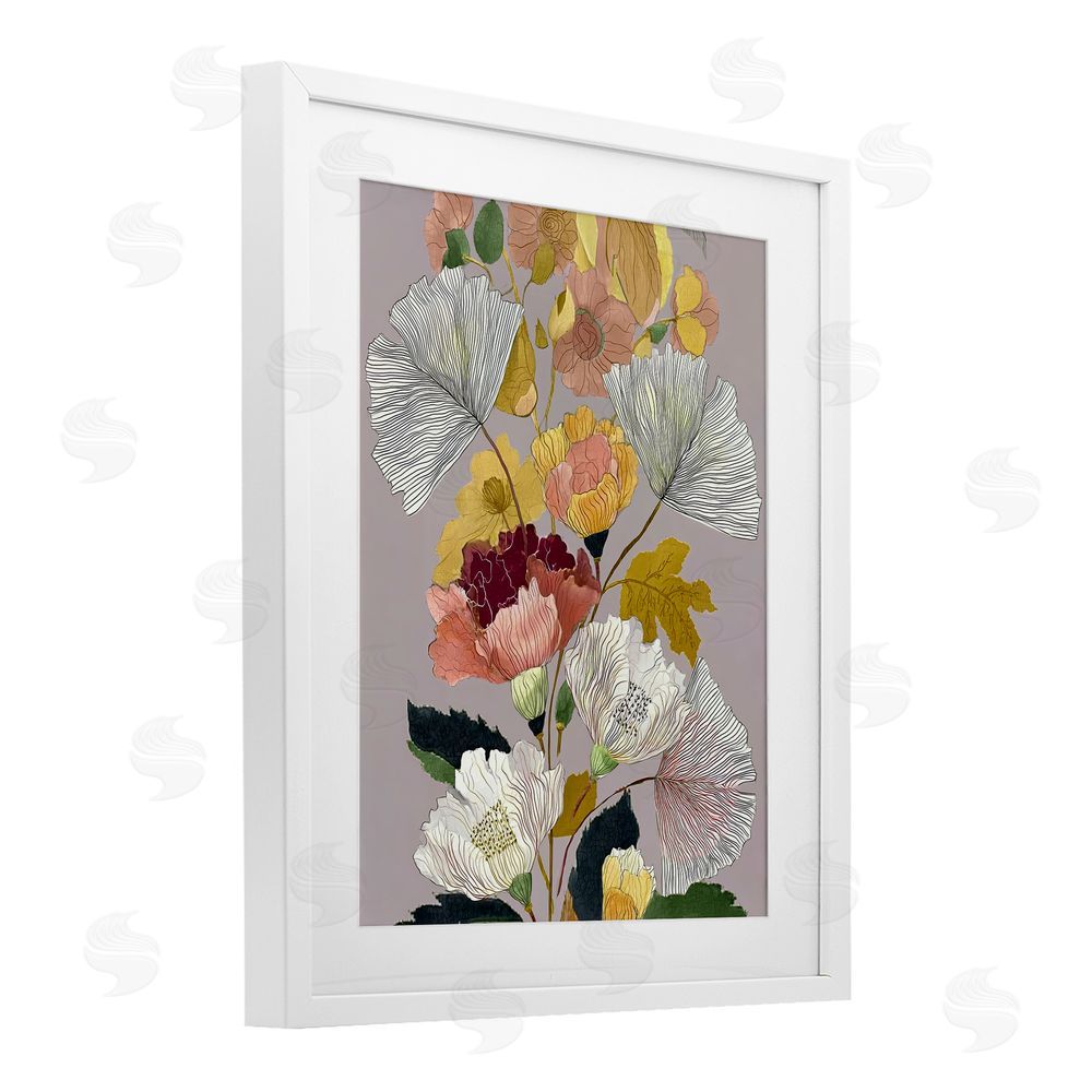 Annabelle Hall Detailed Foliage Leaves White Framed Print Under Glass Wall Art