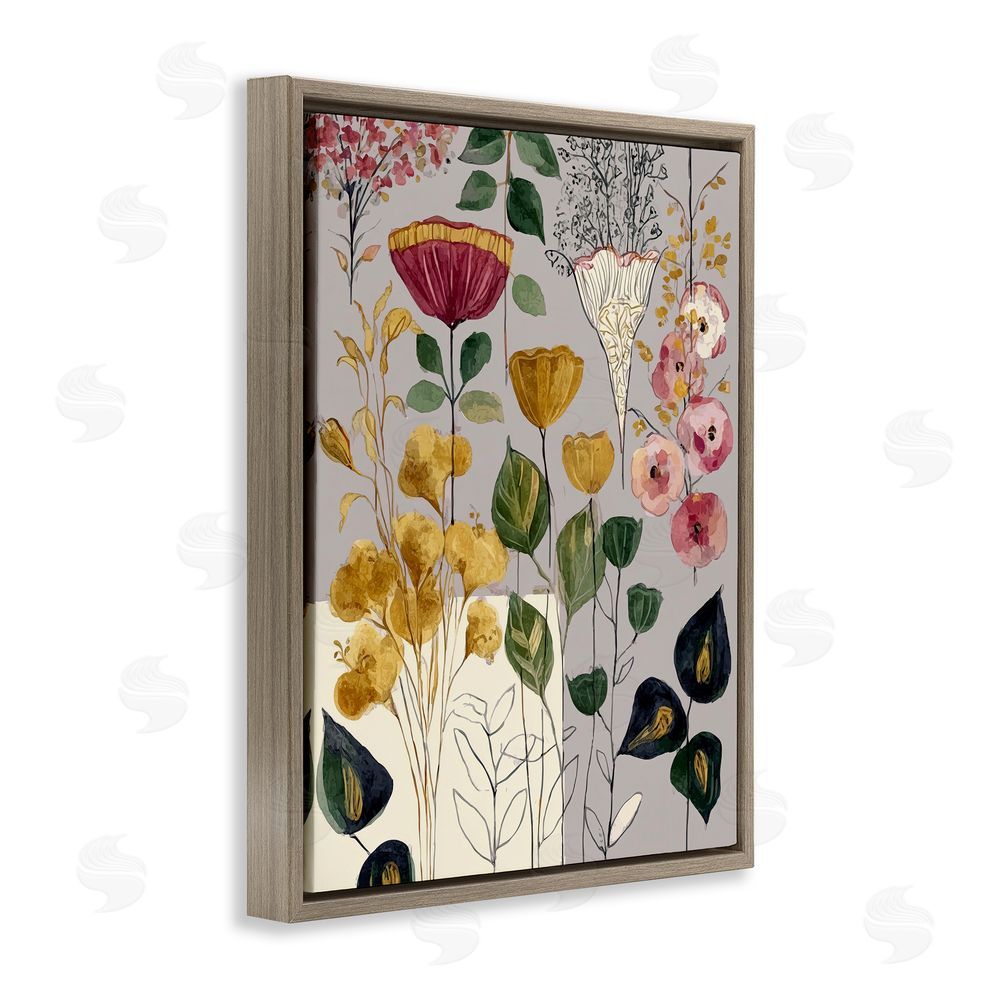 Annabelle Hall Playful Assumptions Foliage Brown Floating Frame Canvas Wall Art Print