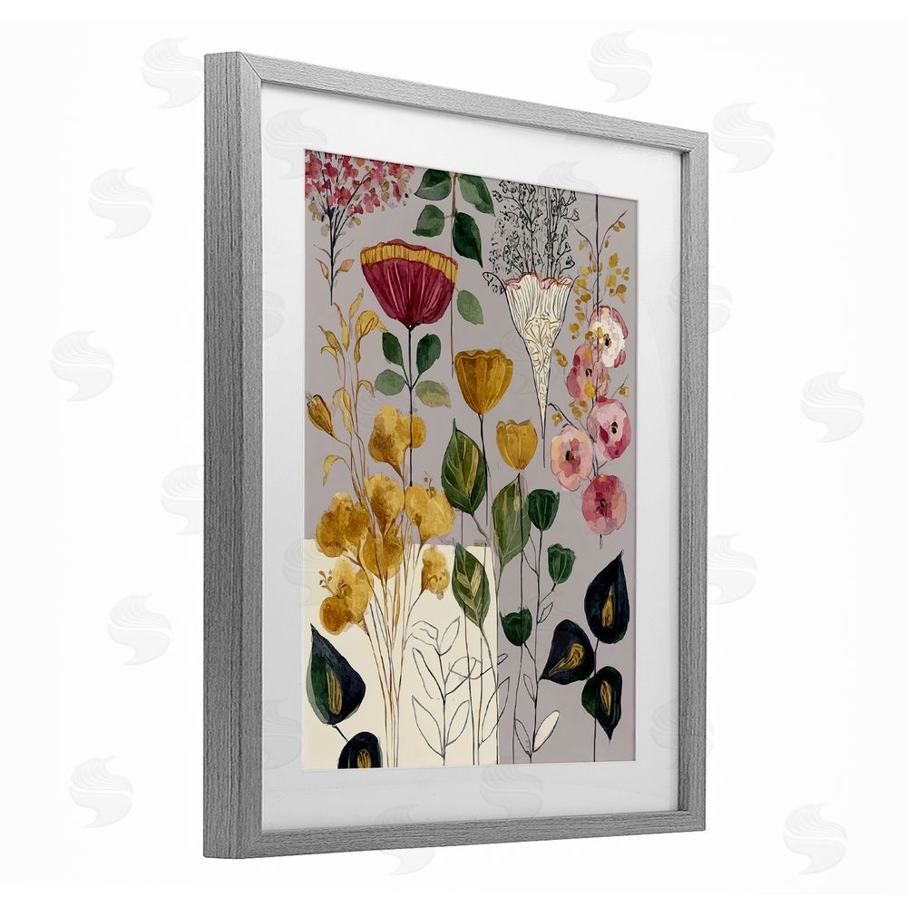 Annabelle Hall Playful Assumptions Foliage Gray Framed Print Under Glass Wall Art