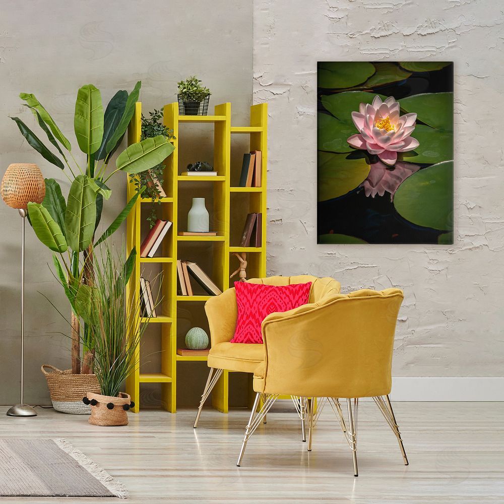 Phillip Flowers Pink Lotus Among Lily Pads Stretched Canvas Wall Art Print in Room