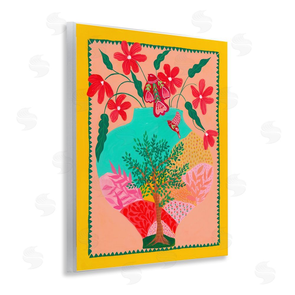 Nabeela Rumi Folk Patterned Hope Vase Wooden Wall Plaque Art Print