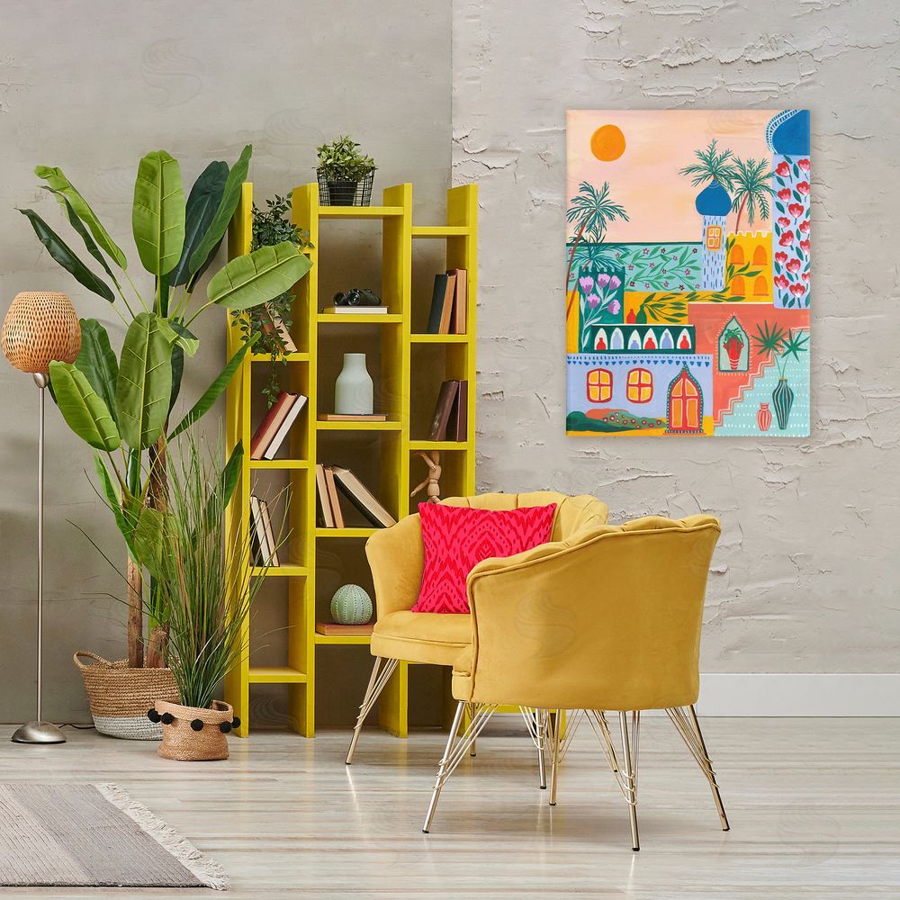 Nabeela Rumi Egyptian City Architecture Stretched Canvas Wall Art Print in Room