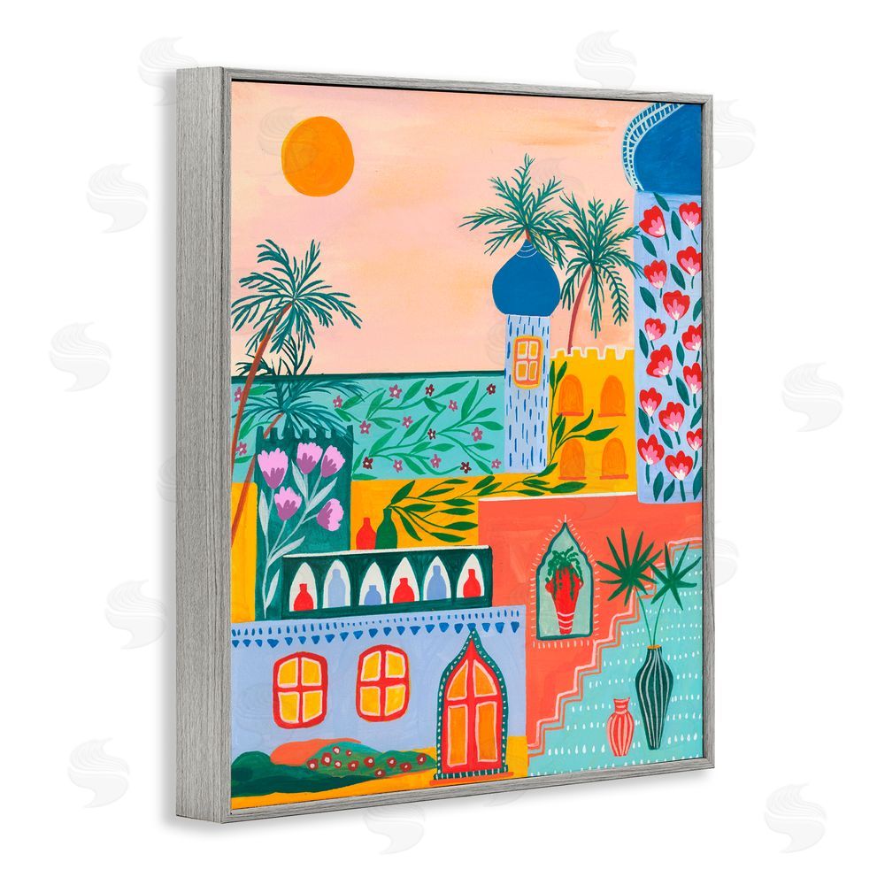 Nabeela Rumi Egyptian City Architecture Gray Framed Giclee Print Wall Art