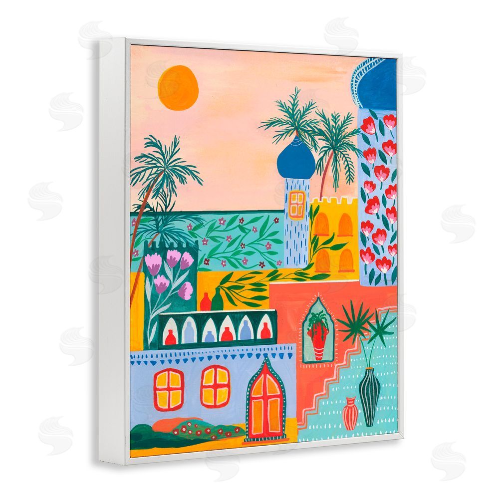 Nabeela Rumi Egyptian City Architecture White Framed Giclee Print Wall Art