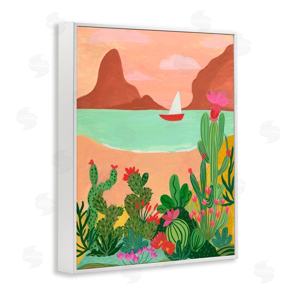 Nabeela Rumi Desert Oasis Boat White Framed Giclee Print Wall Art