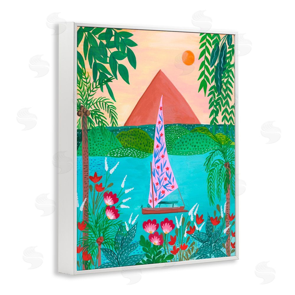 Nabeela Rumi Sailboat on Egypt Nile White Framed Giclee Print Wall Art