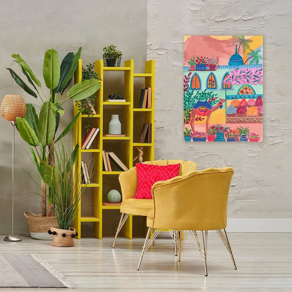 Nabeela Rumi Exotic Egypt Camel Stretched Canvas Wall Art Print in Room