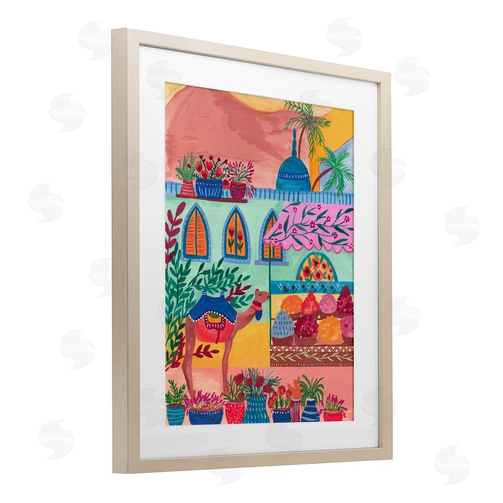 Nabeela Rumi Exotic Egypt Camel Brown Framed Print Under Glass Wall Art