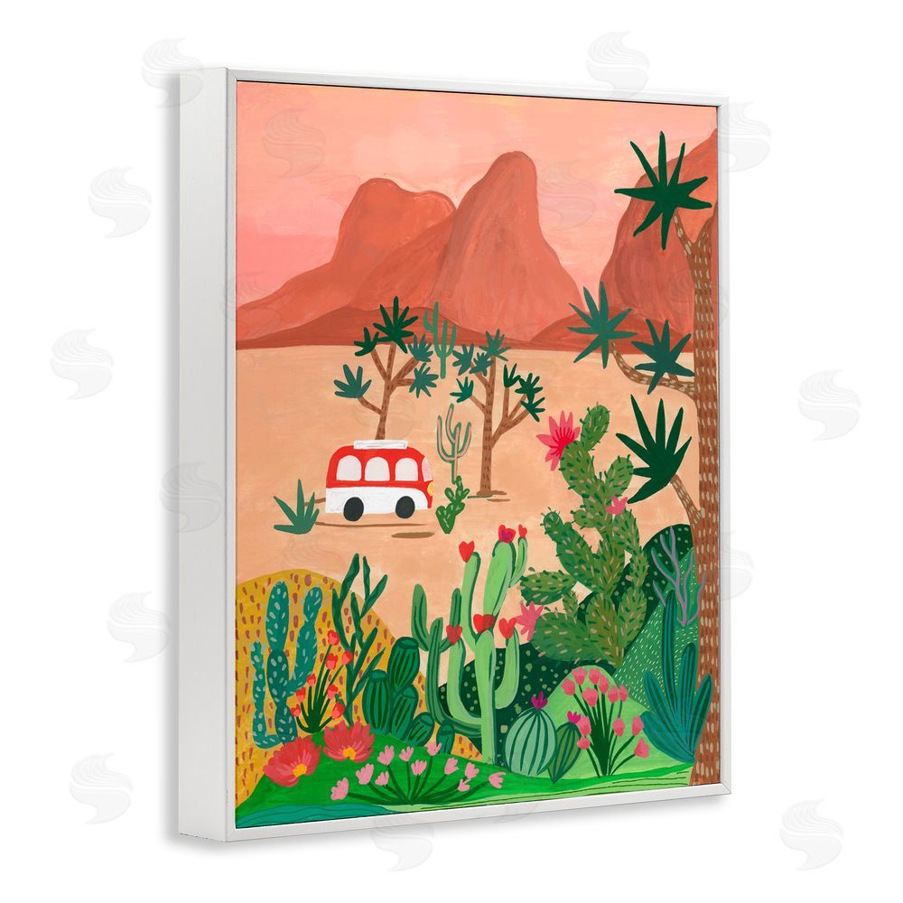 Nabeela Rumi Desert Camper & Cacti White Framed Giclee Print Wall Art