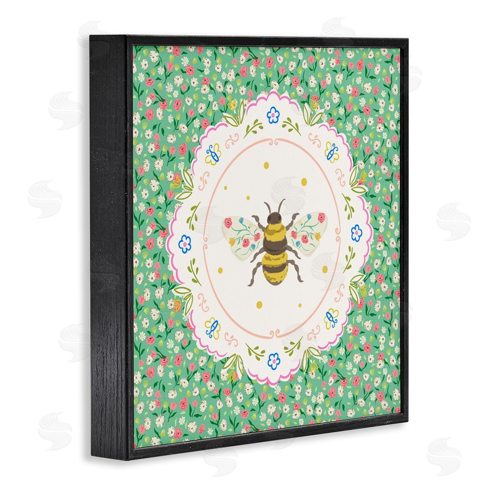 Angela Steahling Spring Bee Delicate Florals Black Framed Giclee Print Wall Art