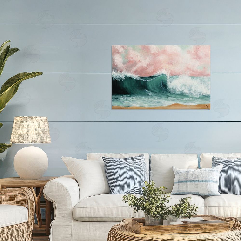 Sara Culpepper Crashing Seascape Waves Stretched Canvas Wall Art Print in Room