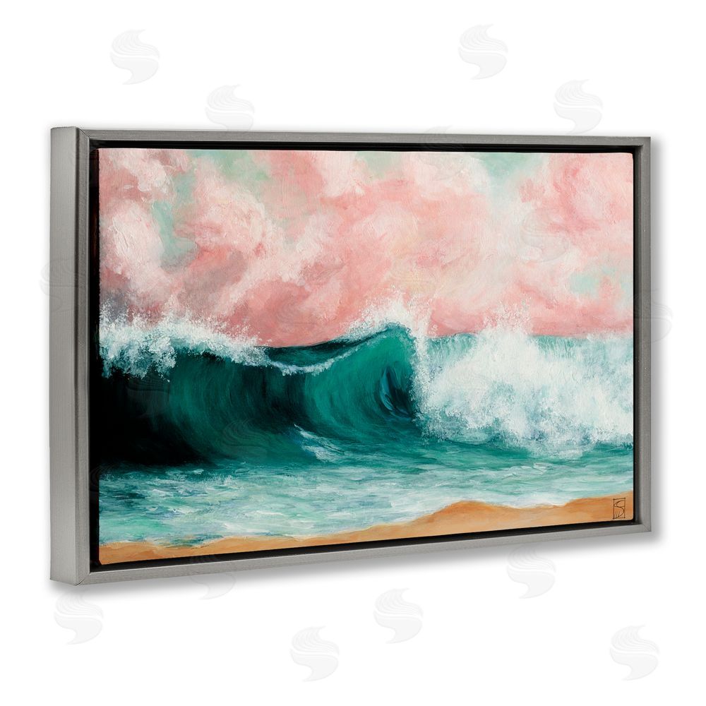 Sara Culpepper Crashing Seascape Waves Gray Floating Frame Canvas Wall Art Print