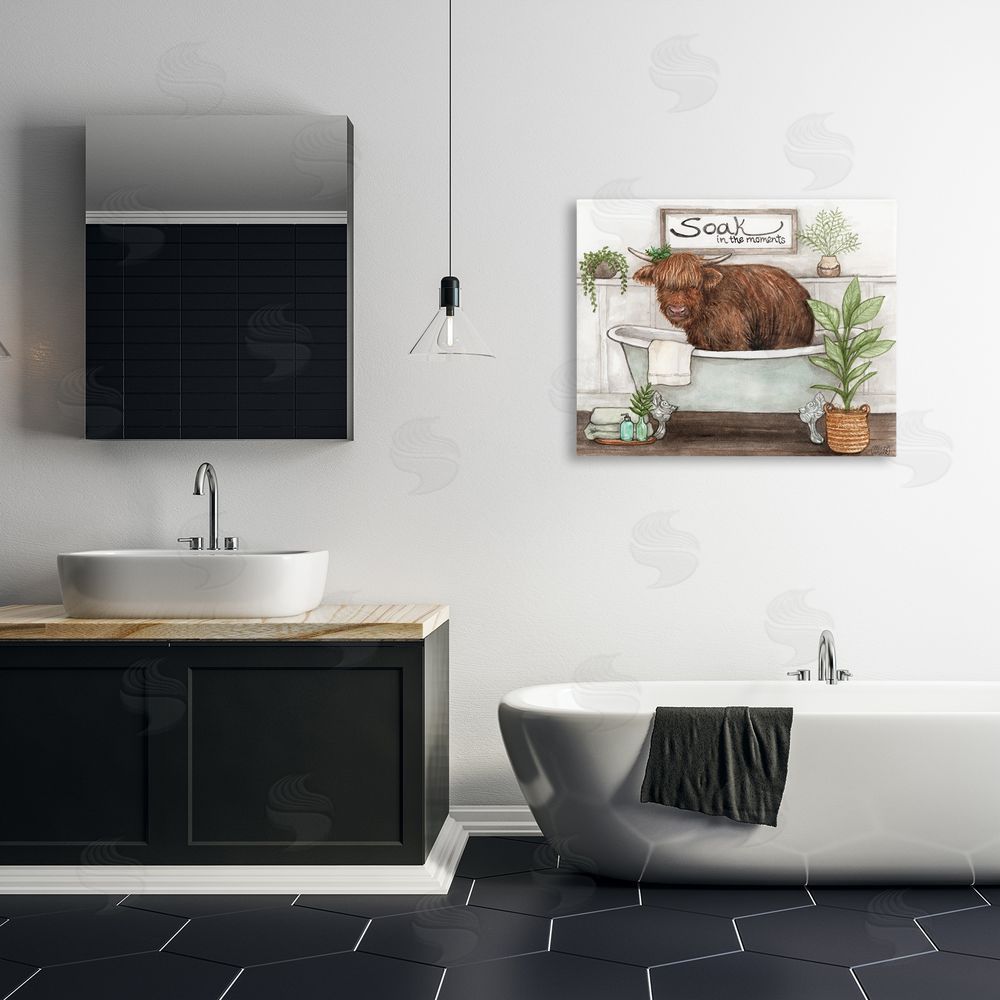 Melinda Hipsher Soak In Moments Cattle Stretched Canvas Wall Art Print in Room