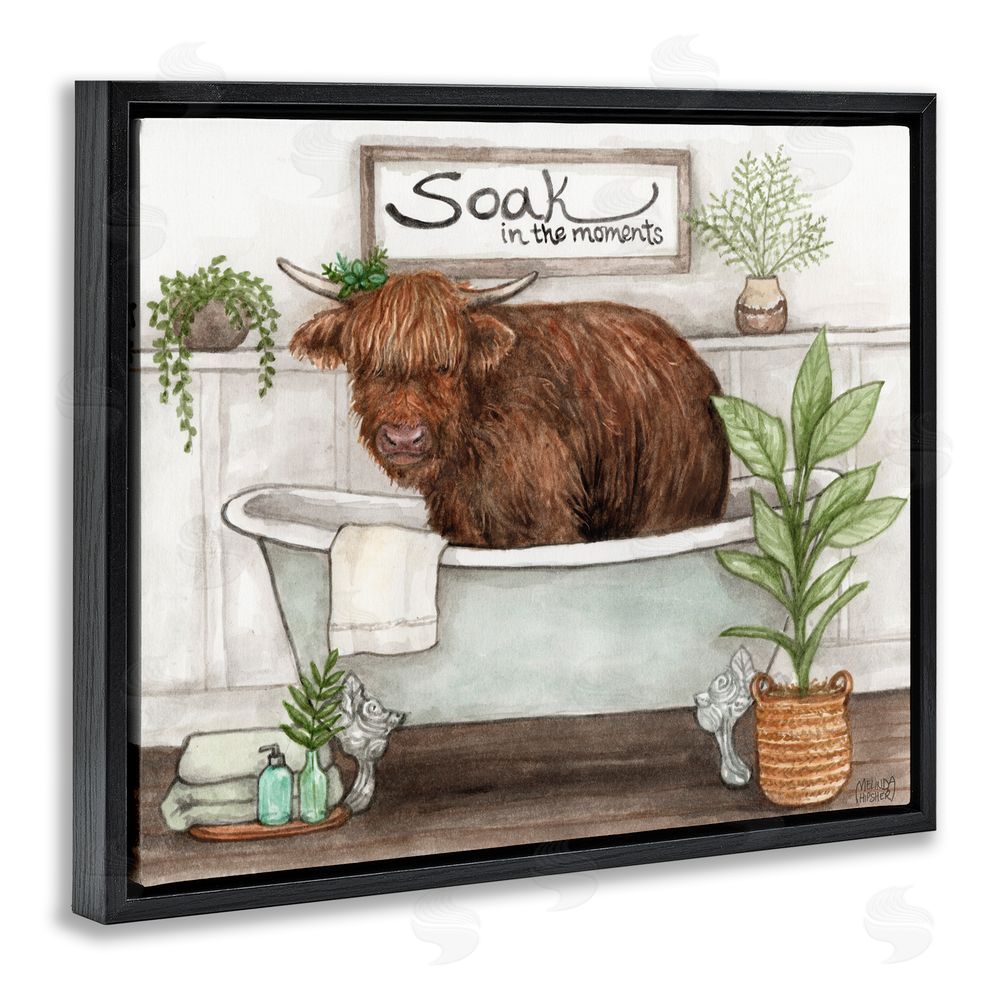 Melinda Hipsher Soak In Moments Cattle Black Floating Frame Canvas Wall Art Print