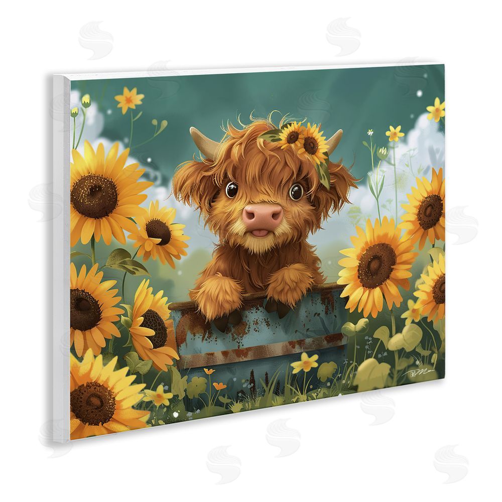 Momart Cute Happy Highland Cow Wooden Wall Plaque Art Print