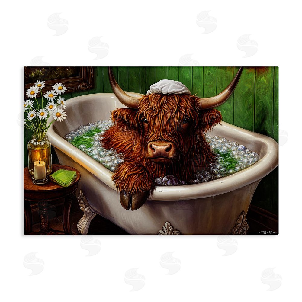 Momart Highland in Candle Lit Bubble Bath Stretched Canvas Wall Art Print
