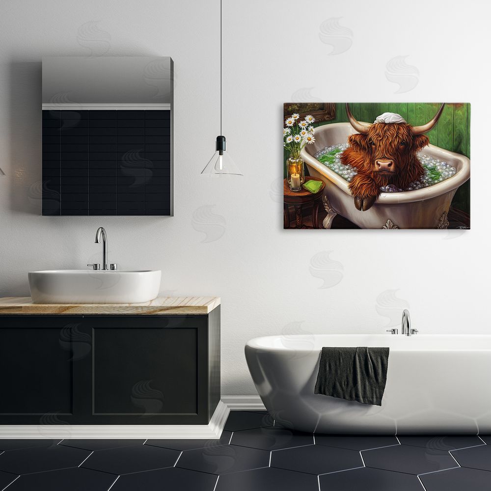 Momart Highland in Candle Lit Bubble Bath Stretched Canvas Wall Art Print in Room