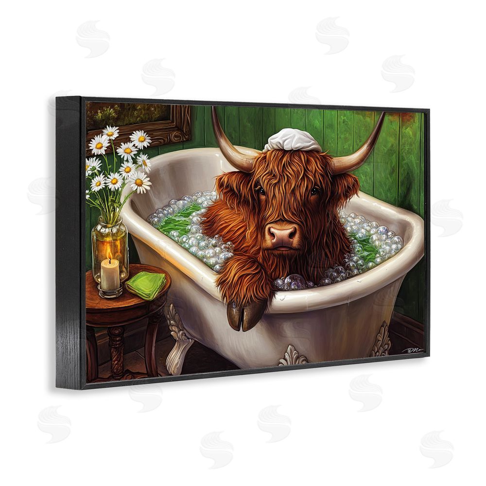 Momart Highland in Candle Lit Bubble Bath Black Framed Giclee Print Wall Art