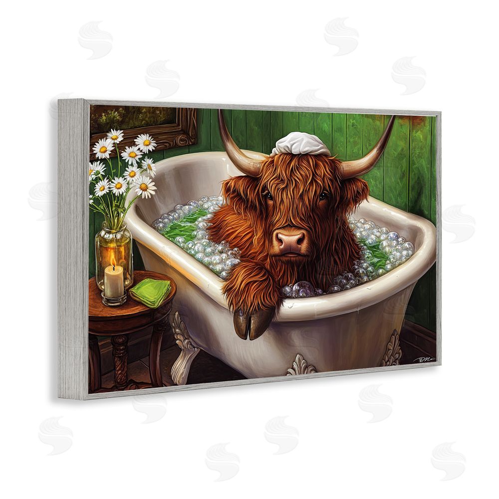 Momart Highland in Candle Lit Bubble Bath Gray Framed Giclee Print Wall Art