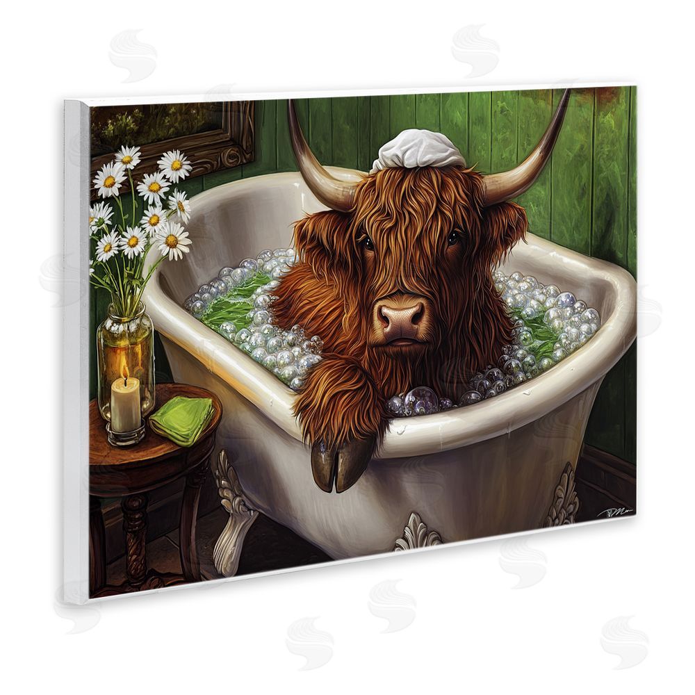 Momart Highland in Candle Lit Bubble Bath Wooden Wall Plaque Art Print