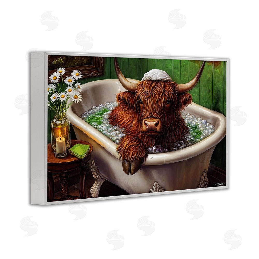 Momart Highland in Candle Lit Bubble Bath White Framed Giclee Print Wall Art