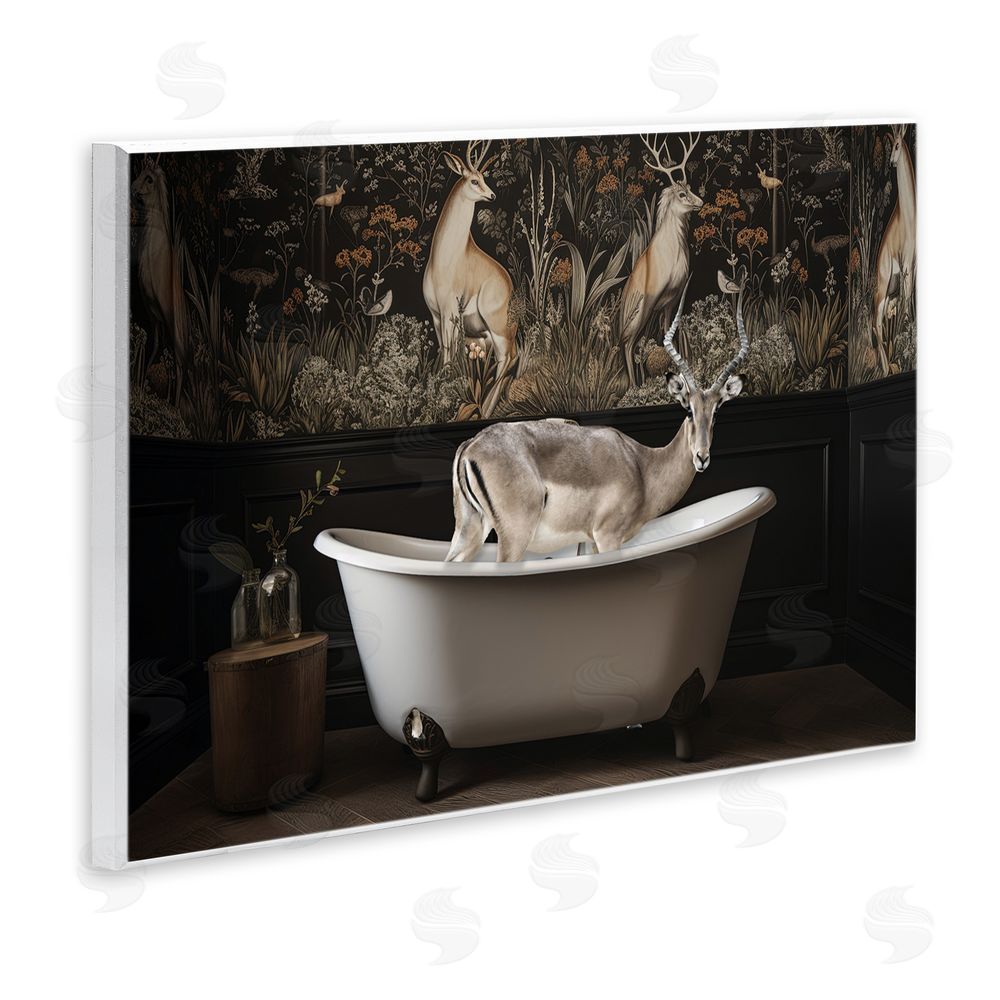 Sasha Forest Elk Rustic Bath Time Wall Plaque Art Print