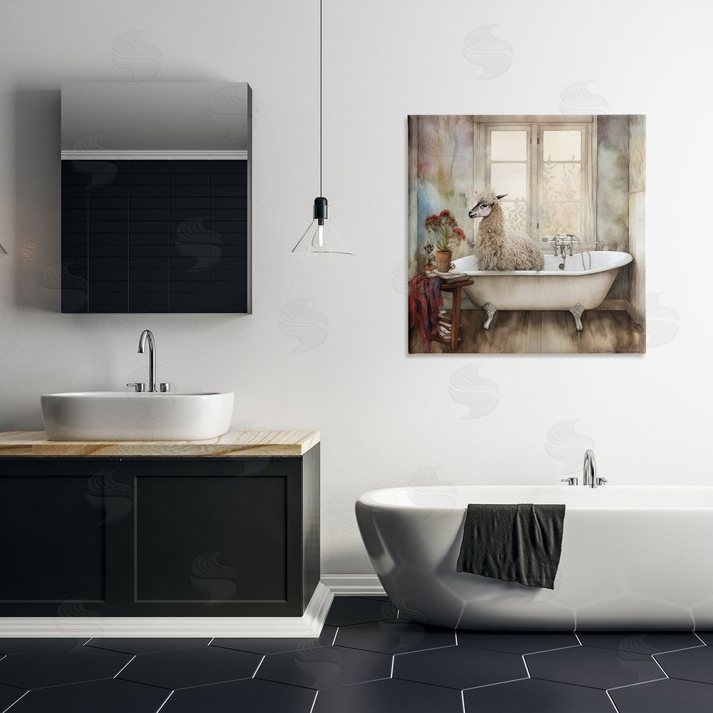 Sasha Shaggy Alpaca Bath Time Canvas Art on Wall