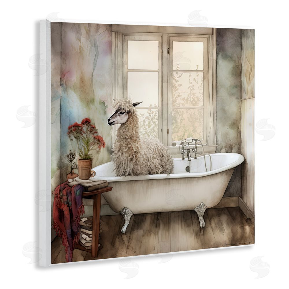 Sasha Shaggy Alpaca Bath Time Wall Plaque Art Print