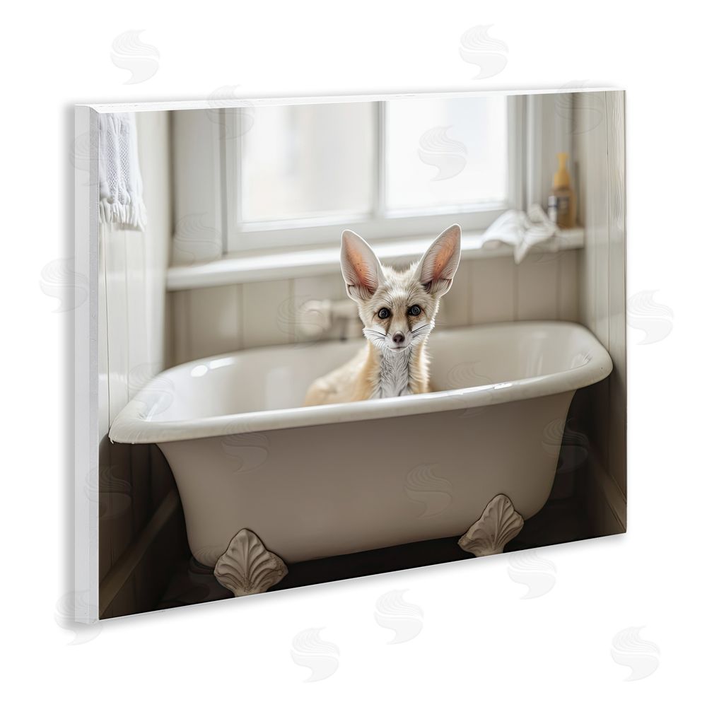 Sasha Big Ear Fox Bath Time Wall Plaque Art Print