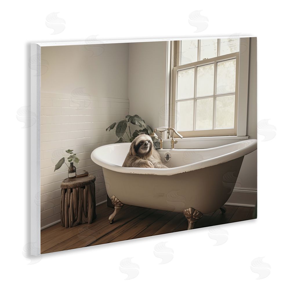 Sasha Soft Sloth Bath Time Wall Plaque Art Print