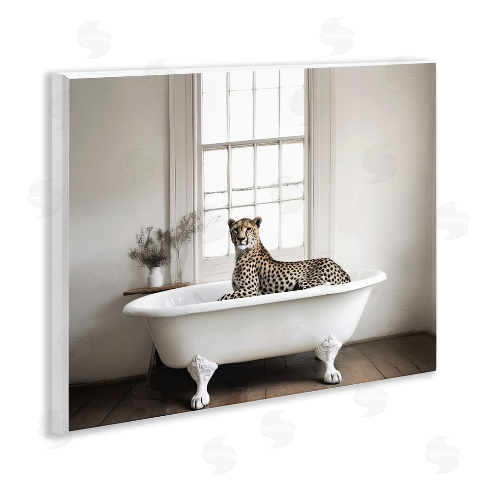 Sasha Big Cat Cheetah Bath Time Wall Plaque Art Print