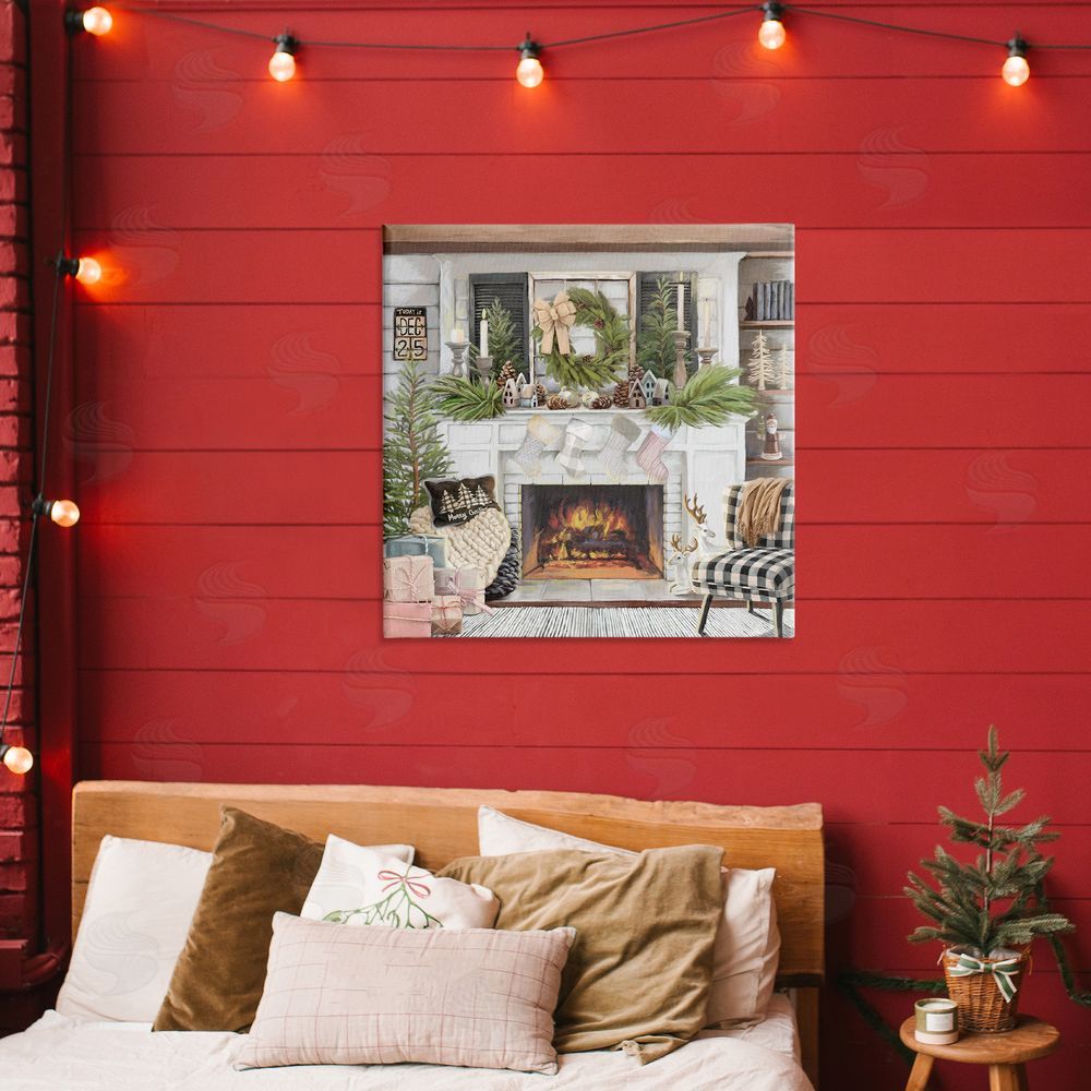 Nicky Boehme Cozy Fireplace Holiday Printed Wall Art in Room