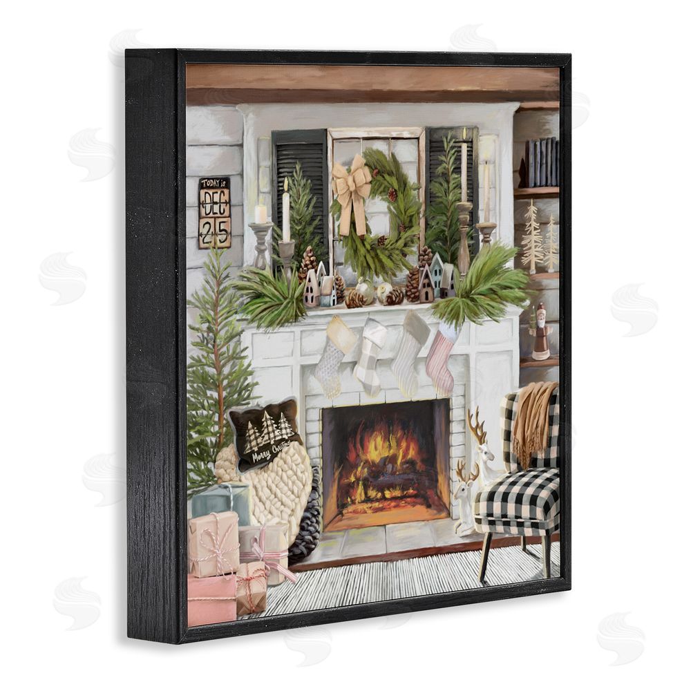 Nicky Boehme Cozy Fireplace Holiday Black Framed Giclee Art Print