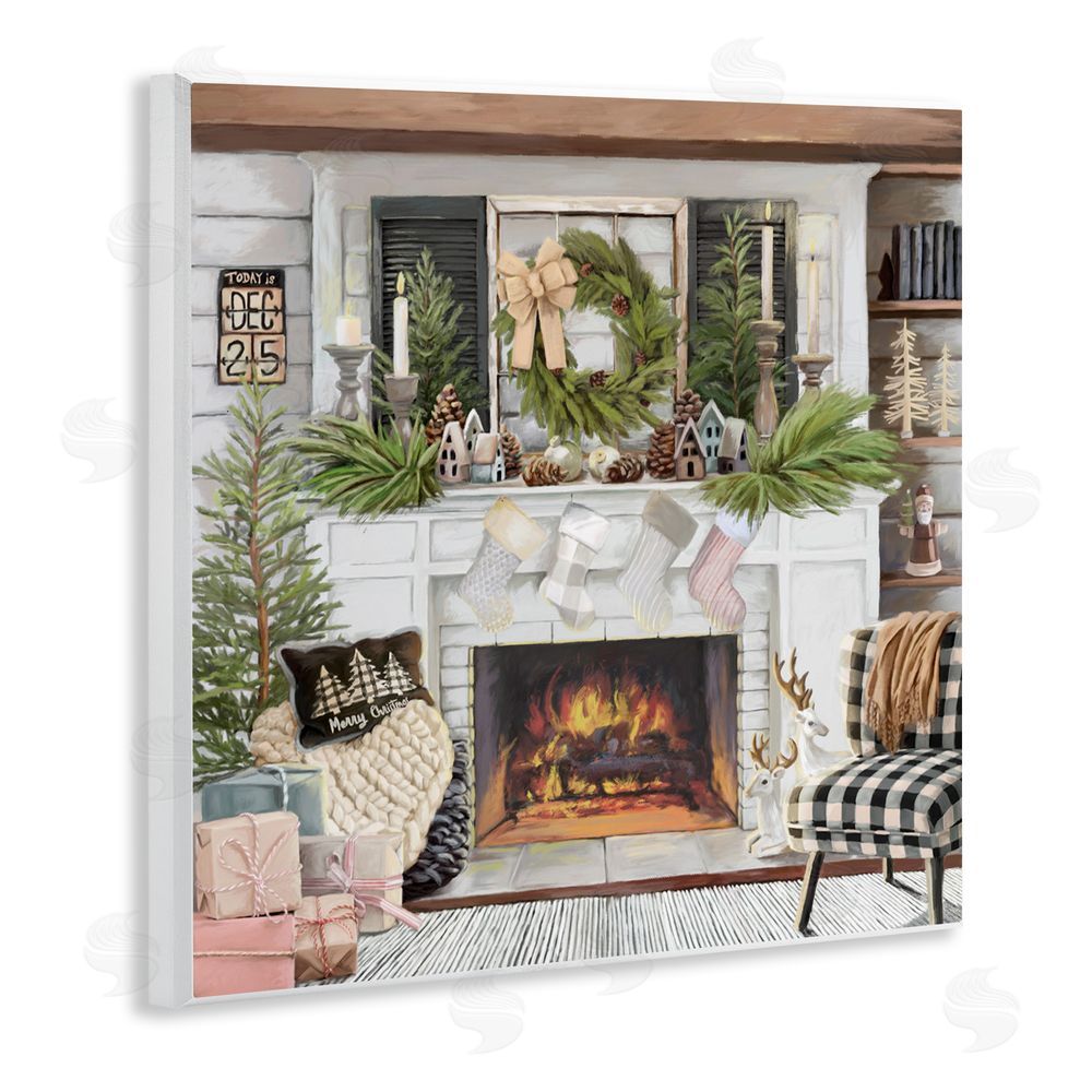 Nicky Boehme Cozy Fireplace Holiday Wall Plaque Art Print