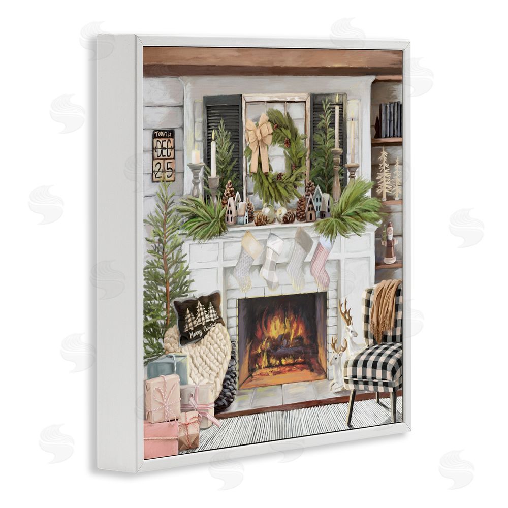 Nicky Boehme Cozy Fireplace Holiday White Frame Giclee Art Print