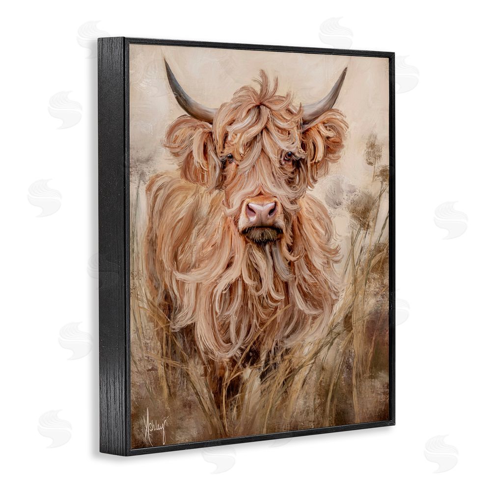 Ashley Bradley Curly Haired Highland Cattle Black Framed Giclee Print Wall Art