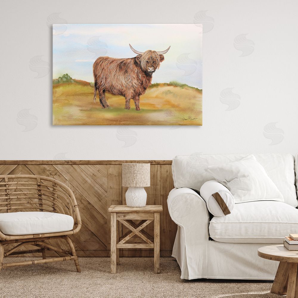 Jean Plout Farm Animal In Pasture Stretched Canvas Wall Art Print in Room