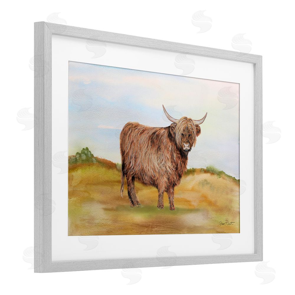 Jean Plout Farm Animal In Pasture Gray Framed Print Under Glass Wall Art