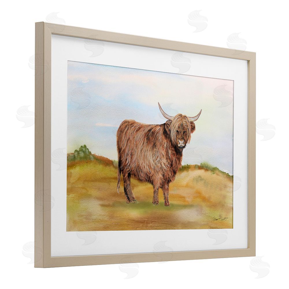Jean Plout Farm Animal In Pasture Brown Framed Print Under Glass Wall Art