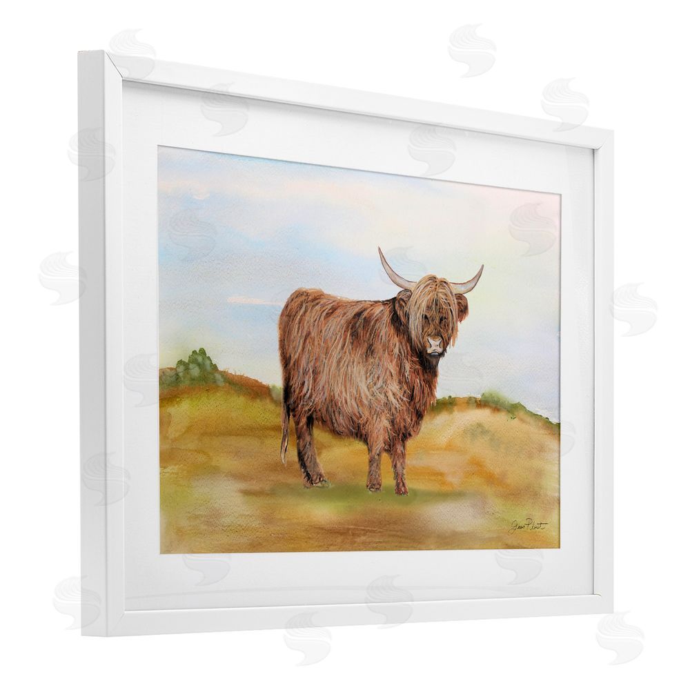 Jean Plout Farm Animal In Pasture White Framed Print Under Glass Wall Art