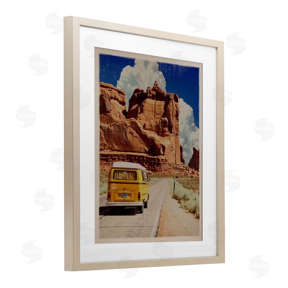 Old Red Truck Retro Desert Adventure Brown Framed Print Under Glass Wall Art