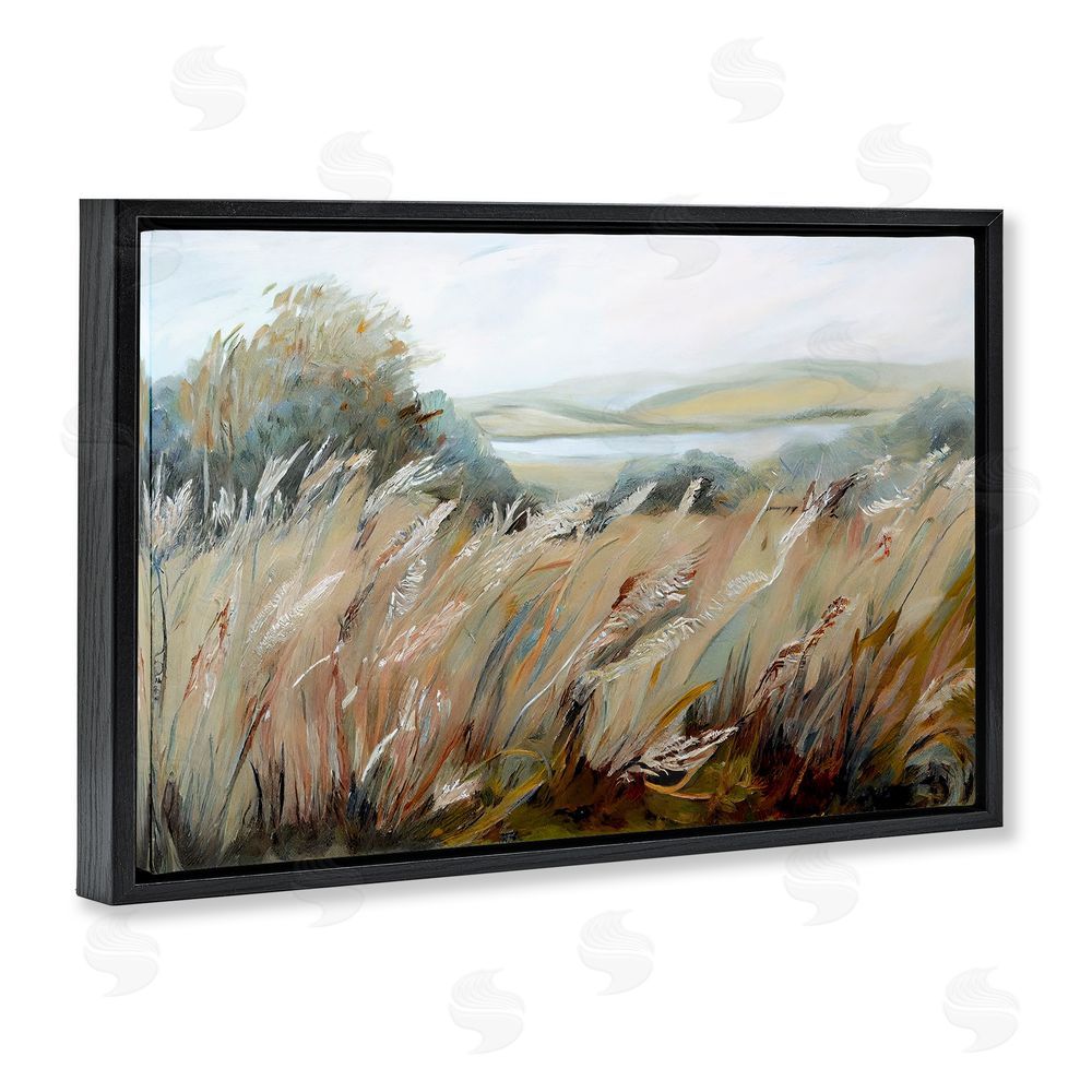 Sasha Windy Meadow Distortion Black Floating Frame Canvas Wall Art Print
