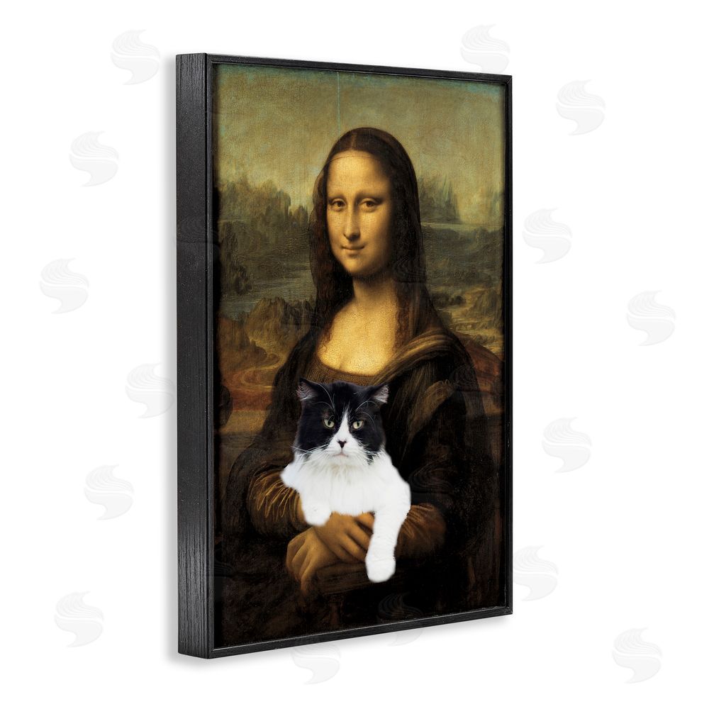 Masters Redux Mona Lisa Cat Lady Black Framed Giclee Print Wall Art