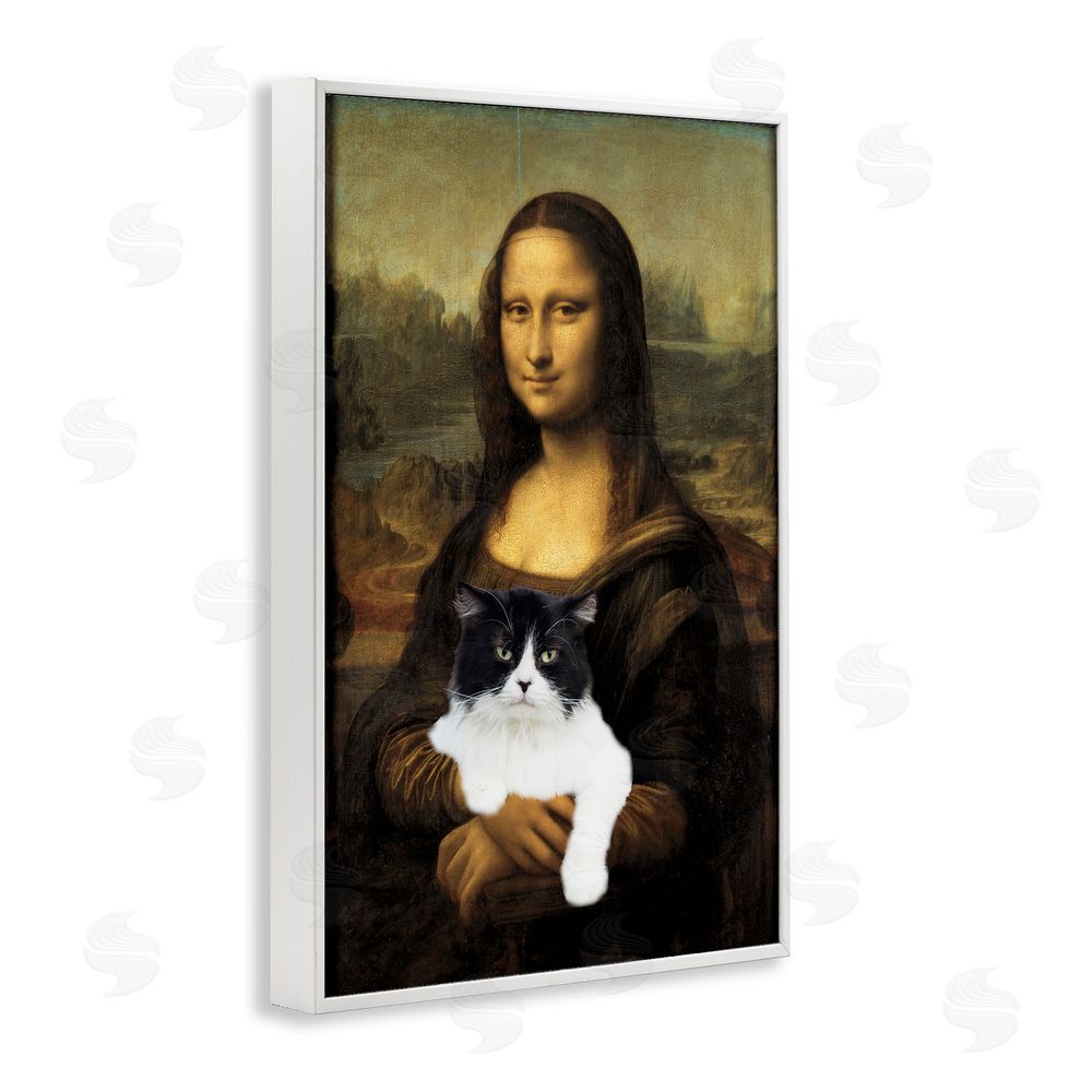 Masters Redux Mona Lisa Cat Lady White Framed Giclee Print Wall Art