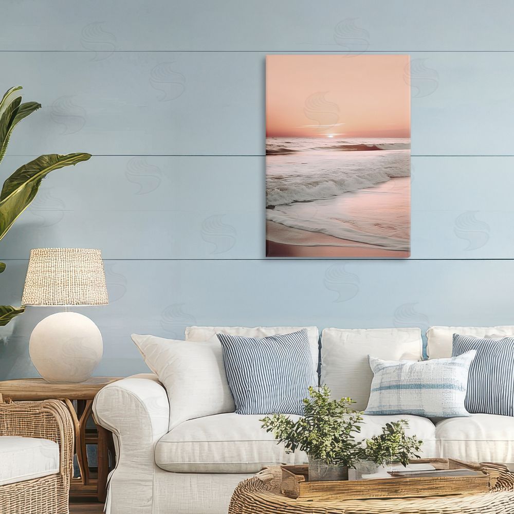 Decent Exposures Apricot Beach View Stretched Canvas Wall Art Print in Room
