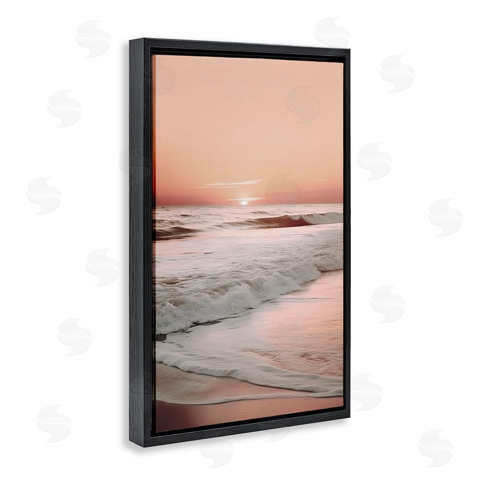 Decent Exposures Apricot Beach View Black Floating Frame Canvas Wall Art Print